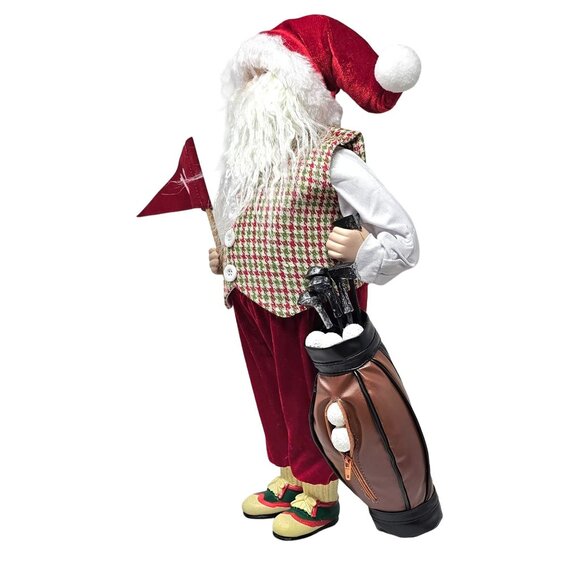 Golfing Golf Festive Upright 18" Santa Christmas Table Decoration Party Decor - Picture 3 of 5